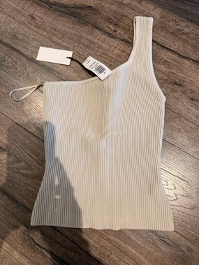 Babaton One-Shoulder Ribbed Tank Top - Beige